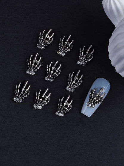 Skeleton-Hand Nail Charm Set - 10 Pieces
