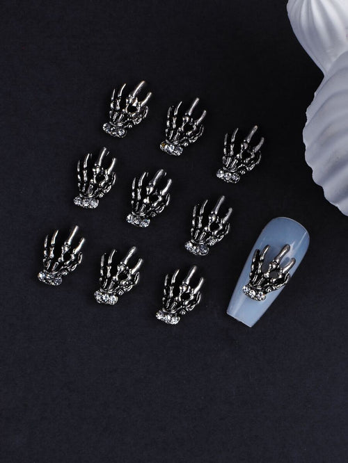 Skeleton-Hand Nail Charm Set - 10 Pieces