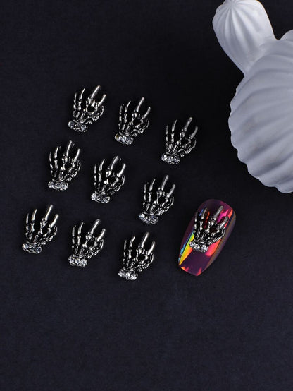 Skeleton-Hand Nail Charm Set - 10 Pieces