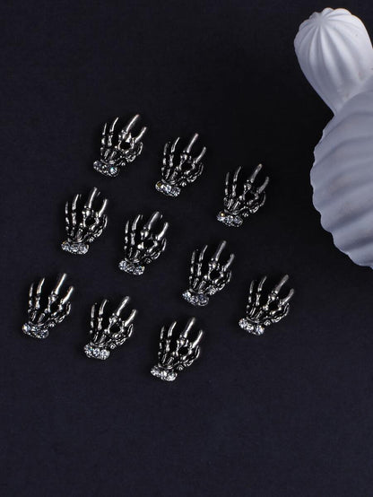 Skeleton-Hand Nail Charm Set - 10 Pieces