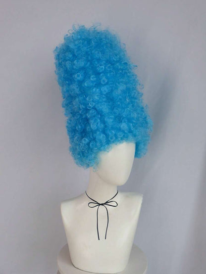 14-Inch Electric-Blue Extra-Tall Curly Costume Wig