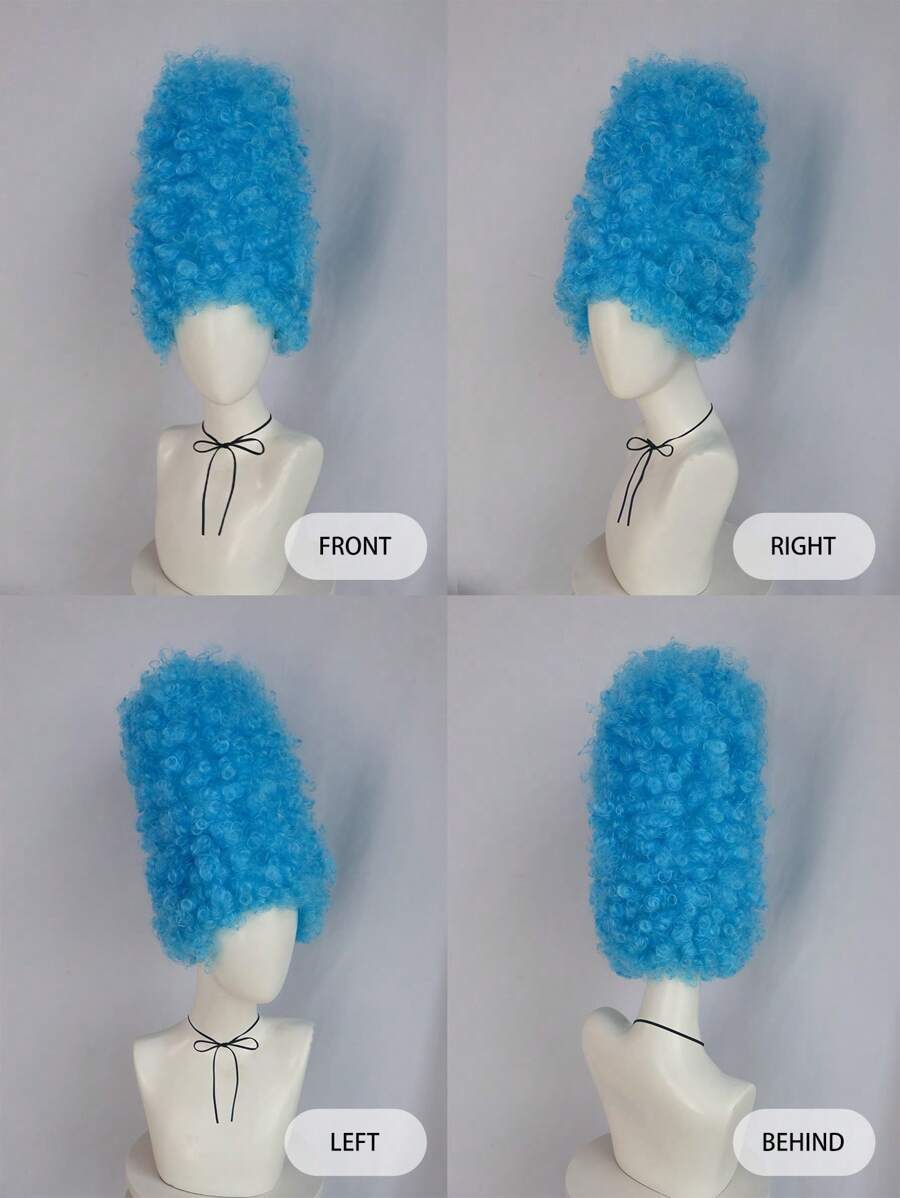 14-Inch Electric-Blue Extra-Tall Curly Costume Wig