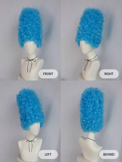 14-Inch Electric-Blue Extra-Tall Curly Costume Wig