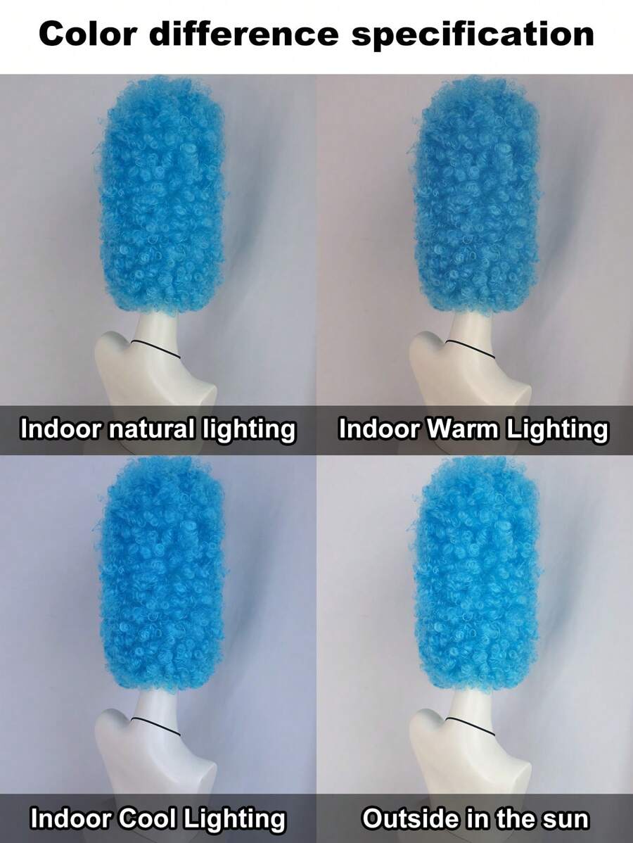 14-Inch Electric-Blue Extra-Tall Curly Costume Wig