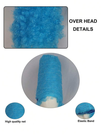 14-Inch Electric-Blue Extra-Tall Curly Costume Wig
