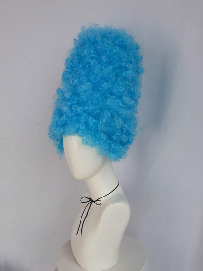 14-Inch Electric-Blue Extra-Tall Curly Costume Wig