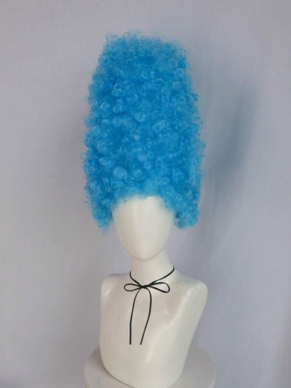 14-Inch Electric-Blue Extra-Tall Curly Costume Wig