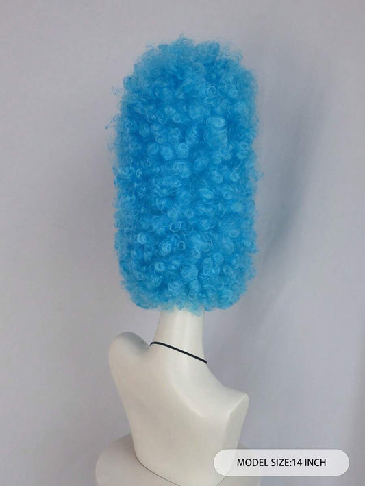 14-Inch Electric-Blue Extra-Tall Curly Costume Wig