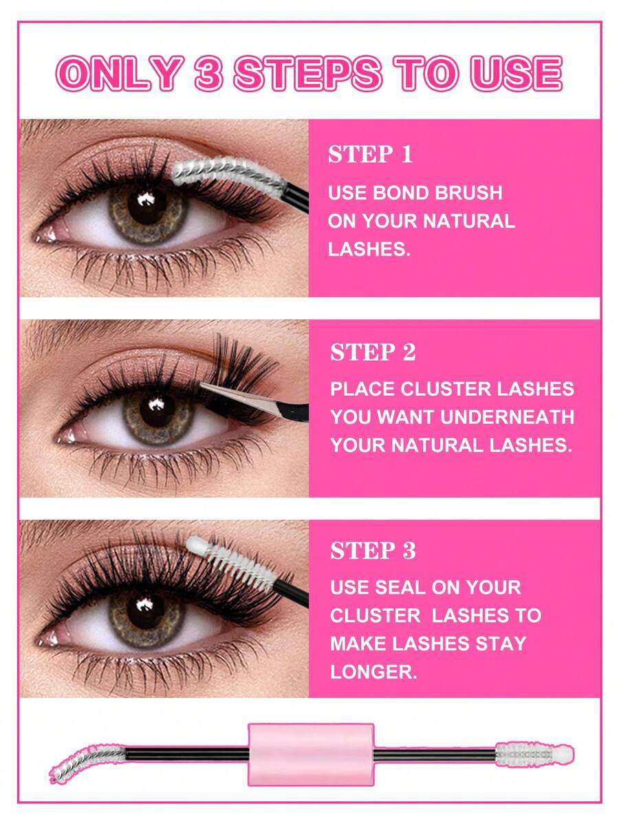 Waloshow Bond And Seal, Remover, 10ml Individual Lashes Glue And Seal, Eyelashes Applicator, 2 In1 Cluster Bond And Seal,Eyelashes Brush, Glue For Cluster Lashes, Tweezers, Bond For Clusters, Lashes Bond & Seal, Eyelashes Glue, Eyelash Extension Tool.