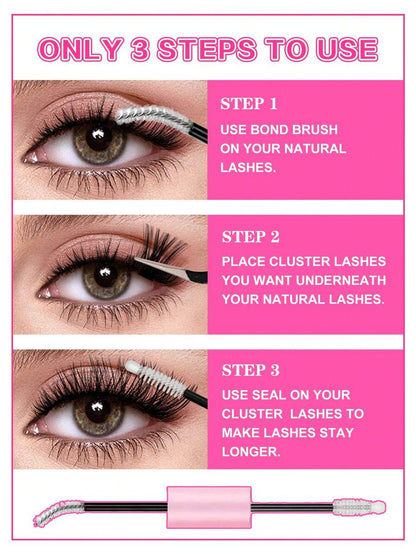 Waloshow Bond And Seal, Remover, 10ml Individual Lashes Glue And Seal, Eyelashes Applicator, 2 In1 Cluster Bond And Seal,Eyelashes Brush, Glue For Cluster Lashes, Tweezers, Bond For Clusters, Lashes Bond & Seal, Eyelashes Glue, Eyelash Extension Tool.