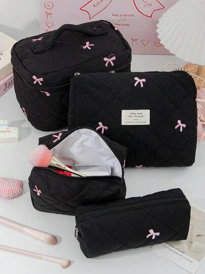 Quilted Gingham Travel Toiletry Organizer