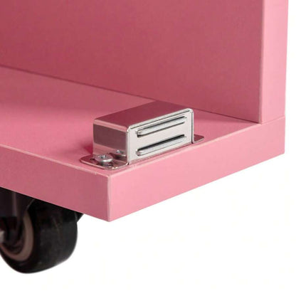 Folding Pink Nail Desk with Storage