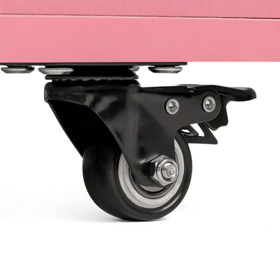 Folding Pink Nail Desk with Storage