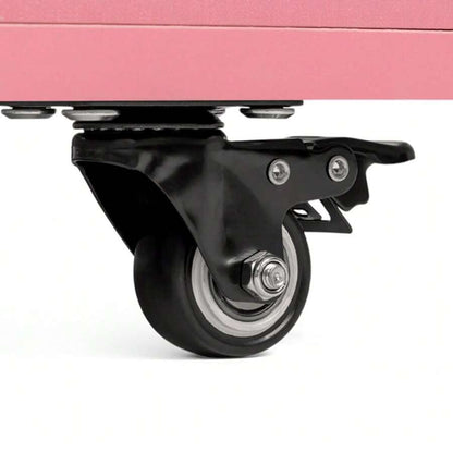 Folding Pink Nail Desk with Storage