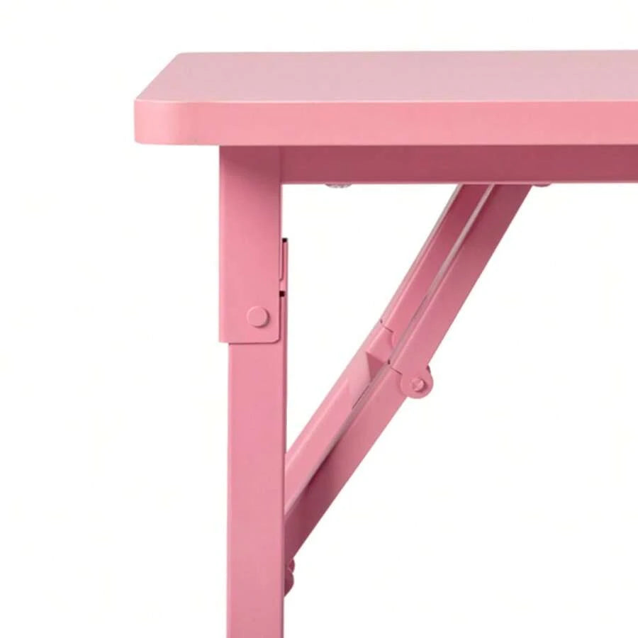 Folding Pink Nail Desk with Storage