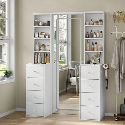 65-Inch Lighted Makeup Vanity with Mirror and Storage