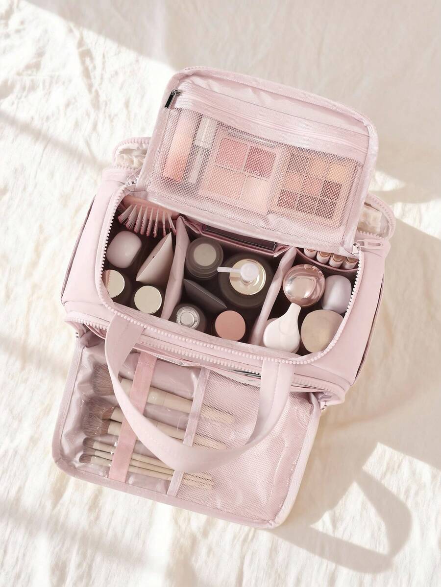 Multi-Pocket Padded Travel Makeup Bag