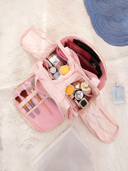 Dual-Opening Padded Travel Makeup Bag