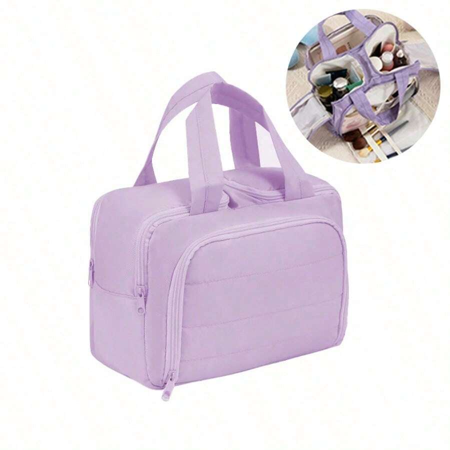 Dual-Opening Padded Travel Makeup Bag
