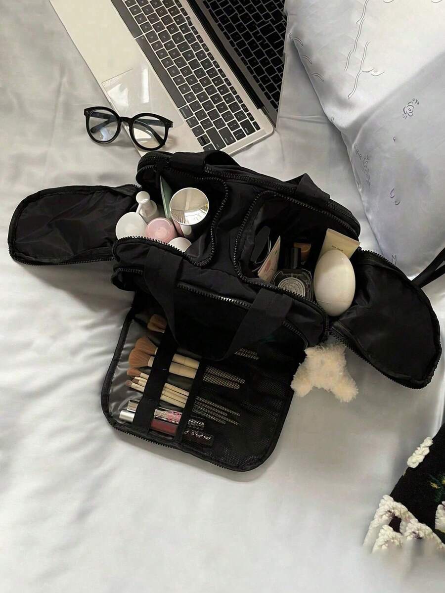 Dual-Opening Padded Travel Makeup Bag
