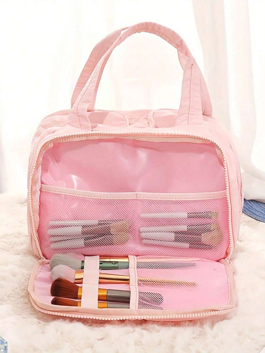 Dual-Opening Padded Travel Makeup Bag