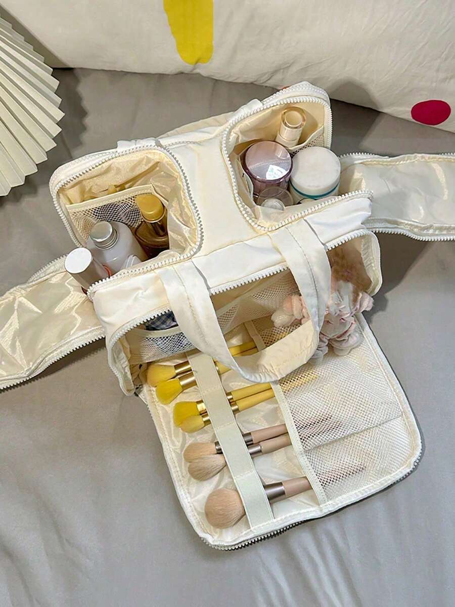 Dual-Opening Padded Travel Makeup Bag