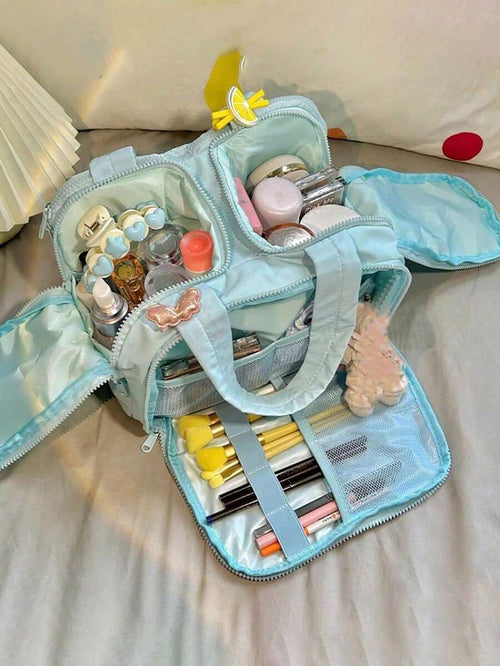 Dual-Opening Padded Travel Makeup Bag