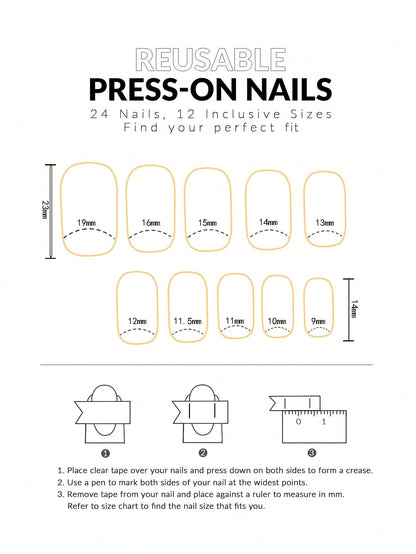 Cherry-Red Square Press-On Nail Set - 24 Pieces