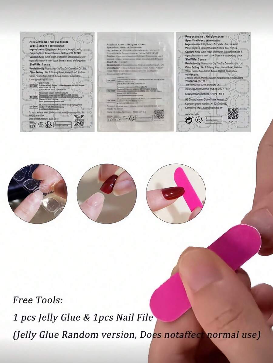 Black-to-Cherry Cat-Eye Almond Press-On Nail Set