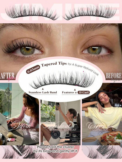 Natural Eyelash Clusters, Fine Dense Eyelash Clusters, Cat Eye Clusters, Eyelash Extension Natural Effect 10-16mm Pre-Mapped Eyelash Clusters, Single Eyelash Clusters, Eyelash Clusters