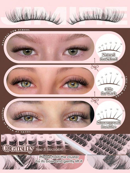 Natural Eyelash Clusters, Fine Dense Eyelash Clusters, Cat Eye Clusters, Eyelash Extension Natural Effect 10-16mm Pre-Mapped Eyelash Clusters, Single Eyelash Clusters, Eyelash Clusters