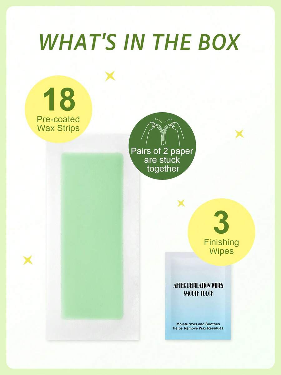 SlowSunday Aloe Vera Facial Wax Strips, Wax Hair Removal, With Oil Pack To Removes Residue, For Lips & Body & Legs & Arms, Skin & Body Care, Easy To Operate & User‑Friendly, Suitable For Summer & Autumn, Halloween