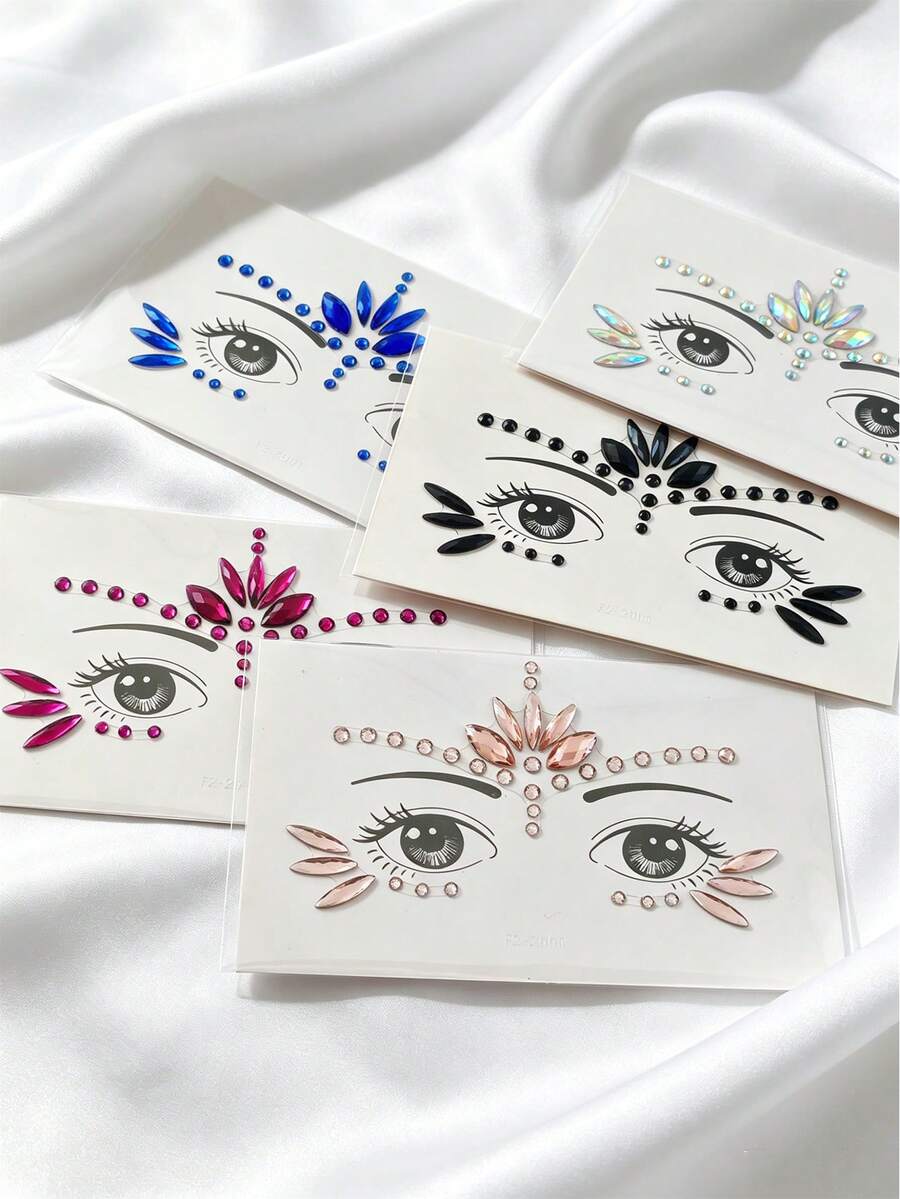 Self-Adhesive Face and Body Gem Sticker Set - 5 Sheets