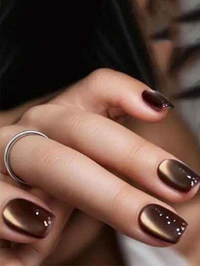 Cherry-Red Square Press-On Nail Set - 24 Pieces