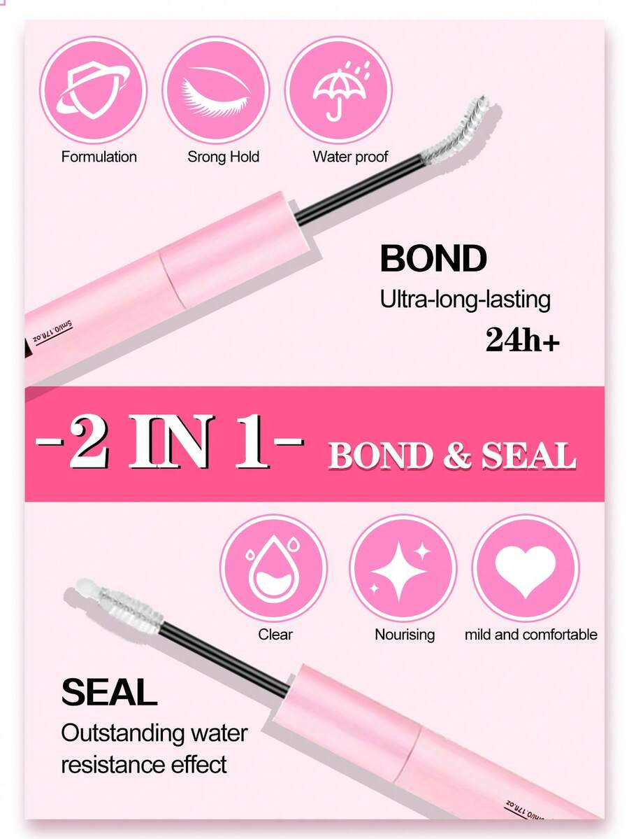 Waloshow Bond And Seal, Remover, 10ml Individual Lashes Glue And Seal, Eyelashes Applicator, 2 In1 Cluster Bond And Seal,Eyelashes Brush, Glue For Cluster Lashes, Tweezers, Bond For Clusters, Lashes Bond & Seal, Eyelashes Glue, Eyelash Extension Tool.