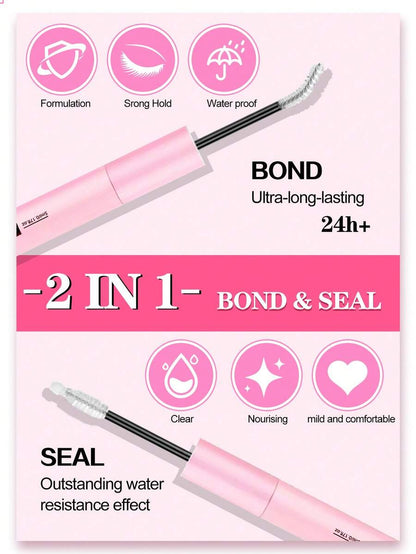 Waloshow Bond And Seal, Remover, 10ml Individual Lashes Glue And Seal, Eyelashes Applicator, 2 In1 Cluster Bond And Seal,Eyelashes Brush, Glue For Cluster Lashes, Tweezers, Bond For Clusters, Lashes Bond & Seal, Eyelashes Glue, Eyelash Extension Tool.