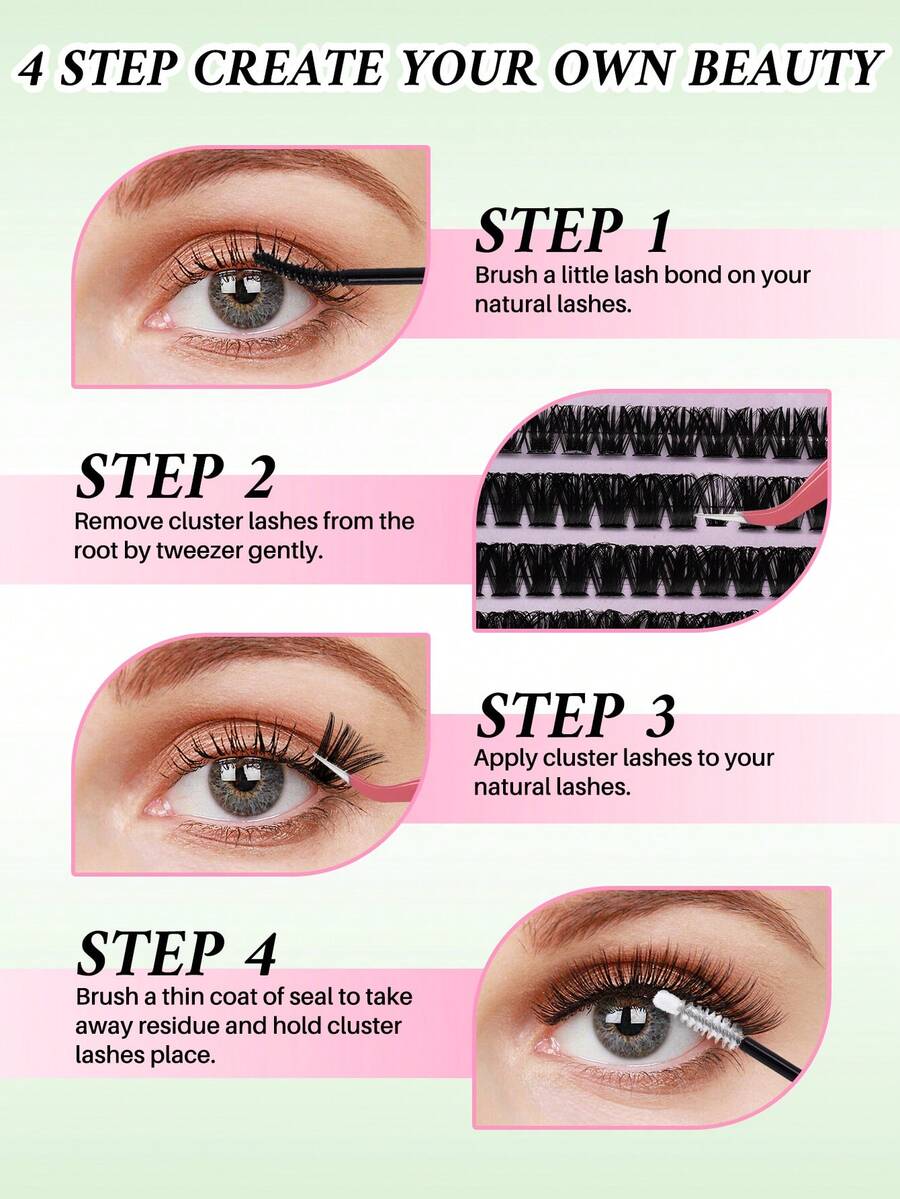 640pcs Mixed DIY Eyelash Extension Kit, High Capacity Individual Lashes, 9-16mm Mixed D-Curl Effect, Natural Lightweight, Soft & Comfortable, Long-Lasting. Kit Includes Lash Glue, Tweezers And Lash Brush. Eyelash Cluster Set, Eyelashes, False Lashes