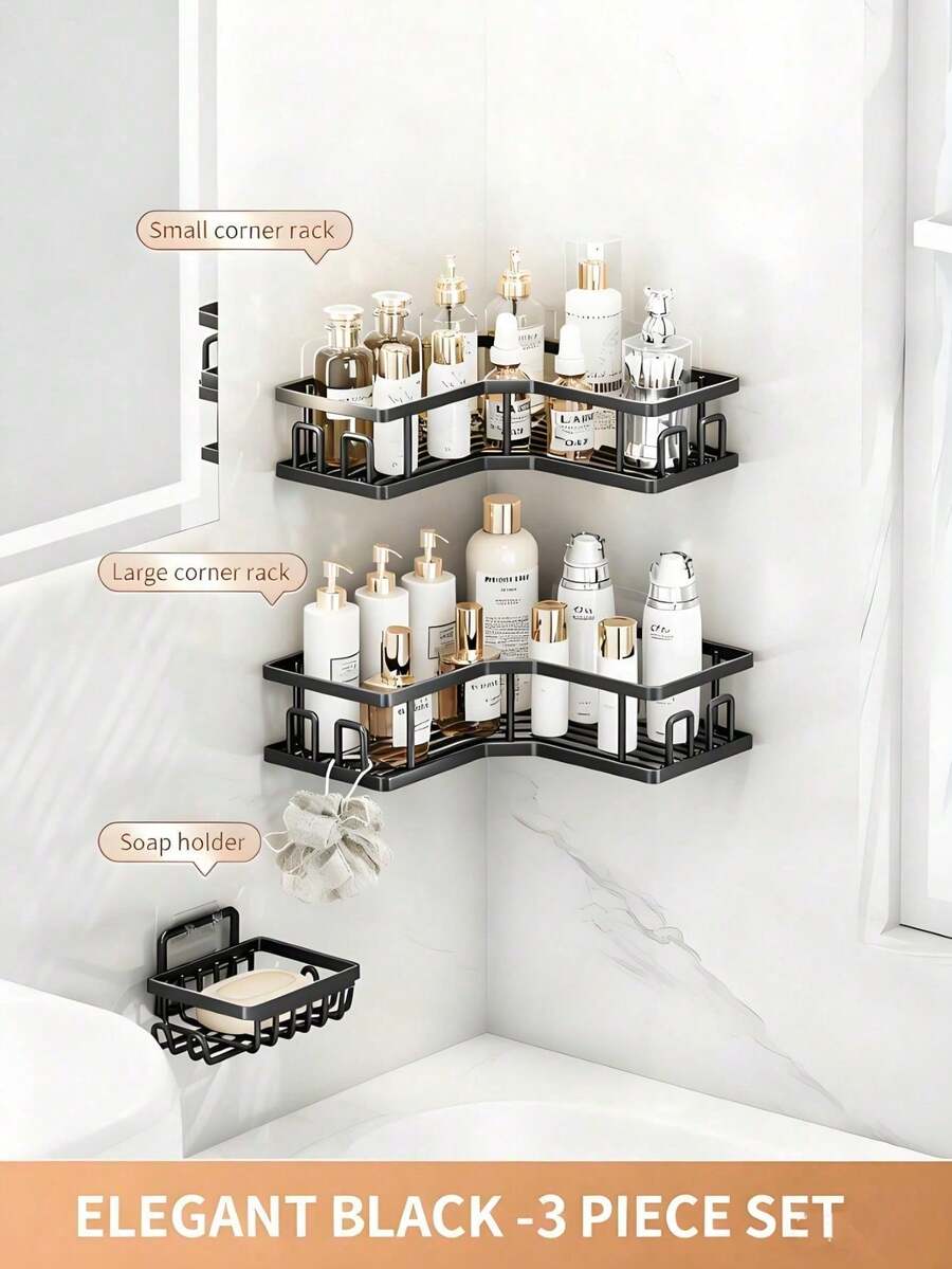 3-Piece Corner Shower Caddy and Soap Dish Set