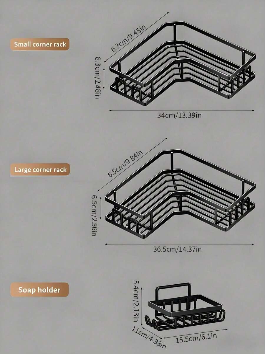 3-Piece Corner Shower Caddy and Soap Dish Set