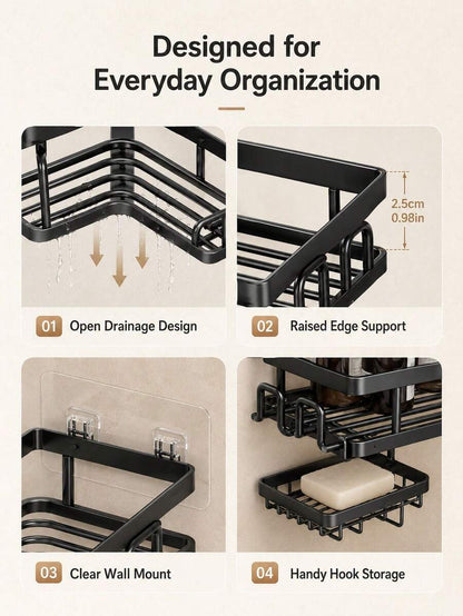 3-Piece Corner Shower Caddy and Soap Dish Set
