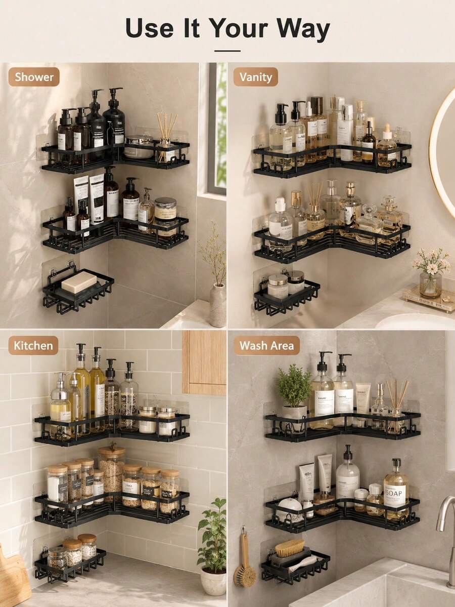 3-Piece Corner Shower Caddy and Soap Dish Set