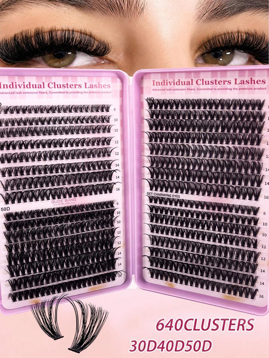 640pcs D Curl Single Cluster False Eyelashes, 10-16mm Mixed Length Tray, Large Capacity 10D/20D Mixed Style Segmented Eyelash Book, D Curl Eyelashes, Thick And Long, Suitable For Daily Home Wear, Easy To Use, Single Cluster False Eyelashes