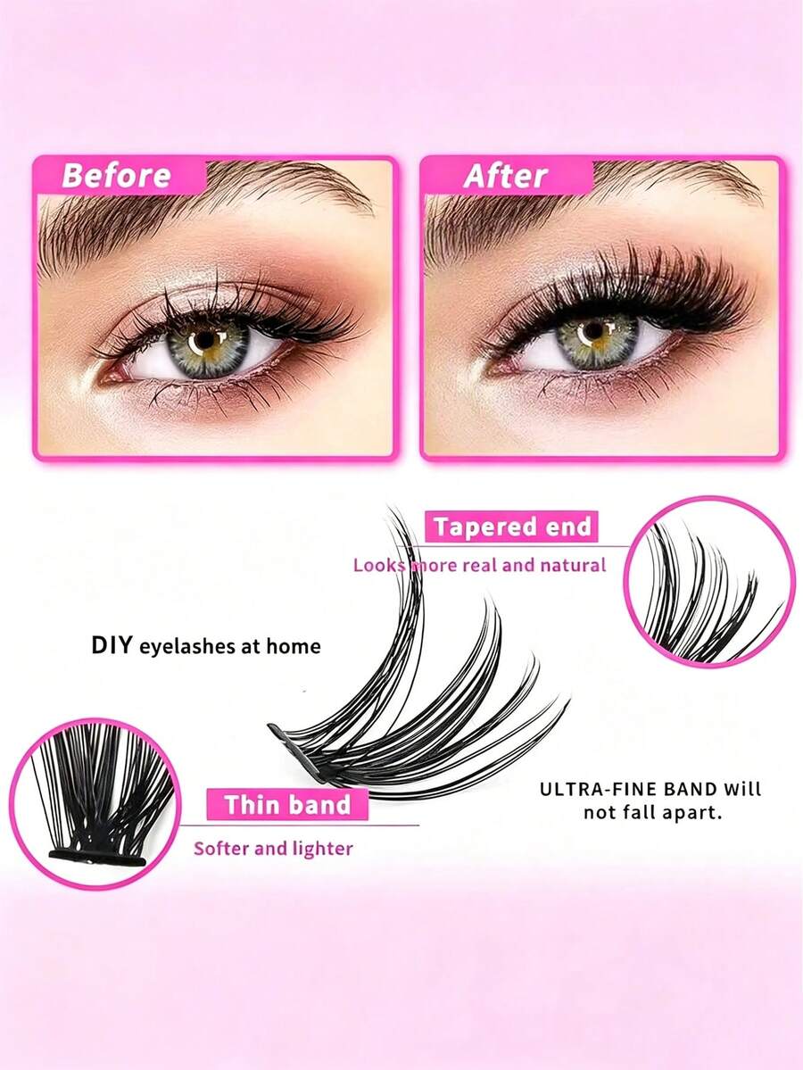 640pcs D Curl Single Cluster False Eyelashes, 10-16mm Mixed Length Tray, Large Capacity 10D/20D Mixed Style Segmented Eyelash Book, D Curl Eyelashes, Thick And Long, Suitable For Daily Home Wear, Easy To Use, Single Cluster False Eyelashes
