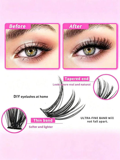 640pcs D Curl Single Cluster False Eyelashes, 10-16mm Mixed Length Tray, Large Capacity 10D/20D Mixed Style Segmented Eyelash Book, D Curl Eyelashes, Thick And Long, Suitable For Daily Home Wear, Easy To Use, Single Cluster False Eyelashes