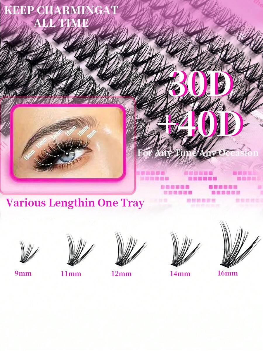 640pcs D Curl Single Cluster False Eyelashes, 10-16mm Mixed Length Tray, Large Capacity 10D/20D Mixed Style Segmented Eyelash Book, D Curl Eyelashes, Thick And Long, Suitable For Daily Home Wear, Easy To Use, Single Cluster False Eyelashes