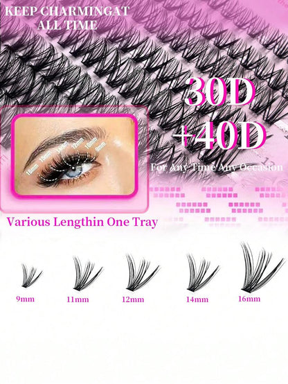 640pcs D Curl Single Cluster False Eyelashes, 10-16mm Mixed Length Tray, Large Capacity 10D/20D Mixed Style Segmented Eyelash Book, D Curl Eyelashes, Thick And Long, Suitable For Daily Home Wear, Easy To Use, Single Cluster False Eyelashes