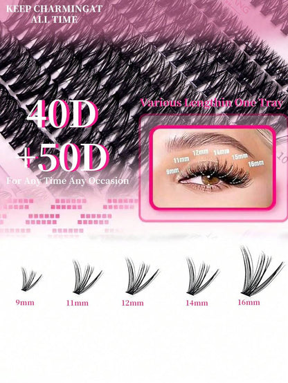 640pcs D Curl Single Cluster False Eyelashes, 10-16mm Mixed Length Tray, Large Capacity 10D/20D Mixed Style Segmented Eyelash Book, D Curl Eyelashes, Thick And Long, Suitable For Daily Home Wear, Easy To Use, Single Cluster False Eyelashes