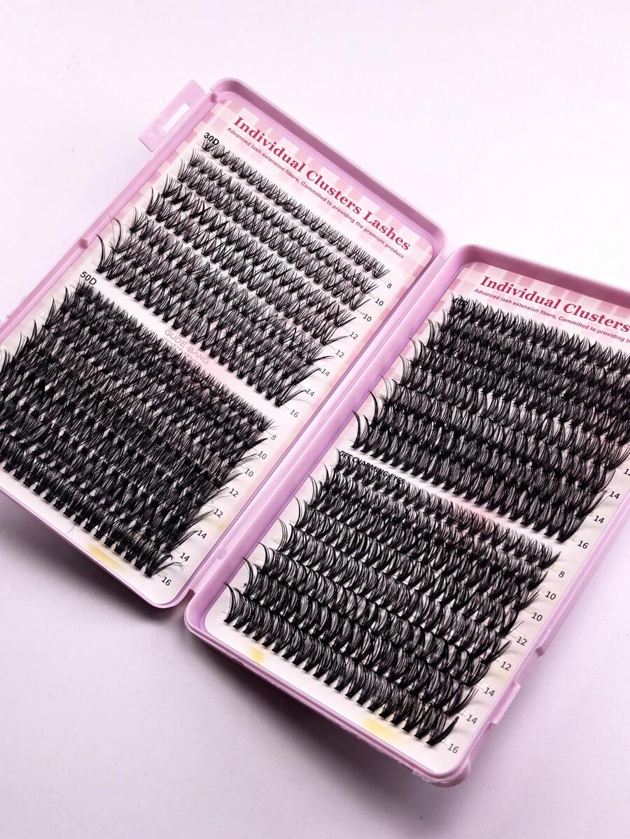 640pcs D Curl Single Cluster False Eyelashes, 10-16mm Mixed Length Tray, Large Capacity 10D/20D Mixed Style Segmented Eyelash Book, D Curl Eyelashes, Thick And Long, Suitable For Daily Home Wear, Easy To Use, Single Cluster False Eyelashes