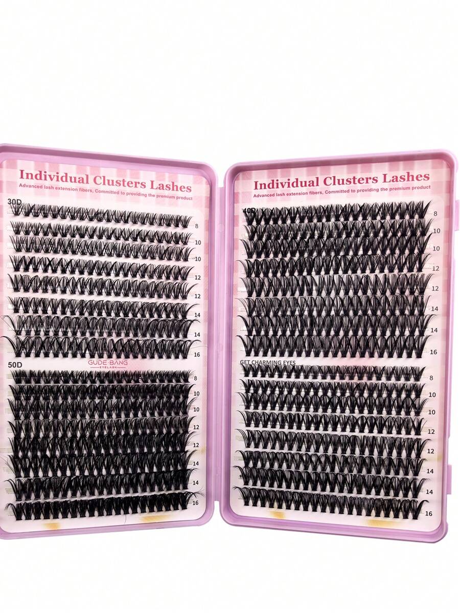 640pcs D Curl Single Cluster False Eyelashes, 10-16mm Mixed Length Tray, Large Capacity 10D/20D Mixed Style Segmented Eyelash Book, D Curl Eyelashes, Thick And Long, Suitable For Daily Home Wear, Easy To Use, Single Cluster False Eyelashes