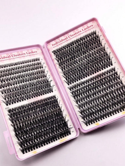 640pcs D Curl Single Cluster False Eyelashes, 10-16mm Mixed Length Tray, Large Capacity 10D/20D Mixed Style Segmented Eyelash Book, D Curl Eyelashes, Thick And Long, Suitable For Daily Home Wear, Easy To Use, Single Cluster False Eyelashes